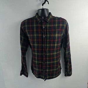 Carbon2cobalt long sleeve button down shirt mens M plaid green red 4249